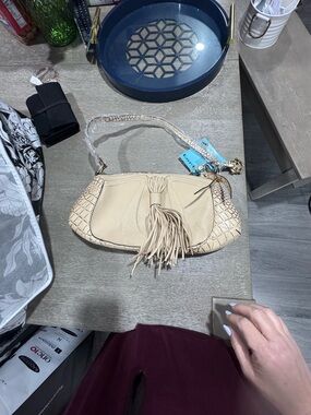 Beige Tassel Shoulder Bag